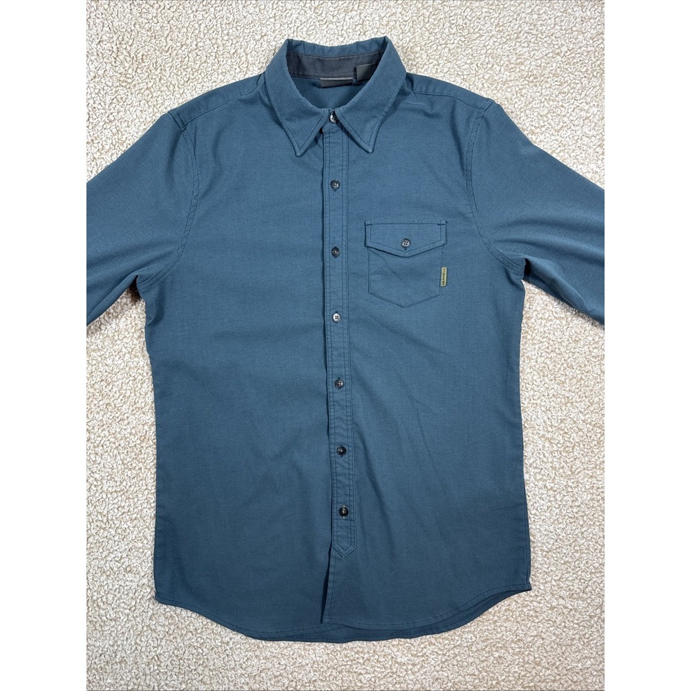 MERRELL Button Up Shirt Mens Sz S (Small) Metallic Blue L/S Selectwick EUC